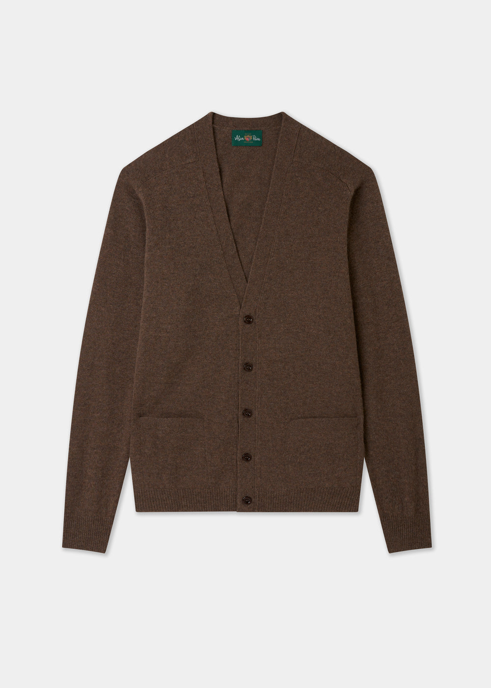 Brown cardigan on a light gray background