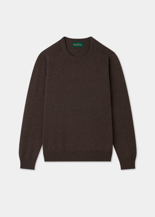Men's Lambswool Crew Neck Jumper in Brown