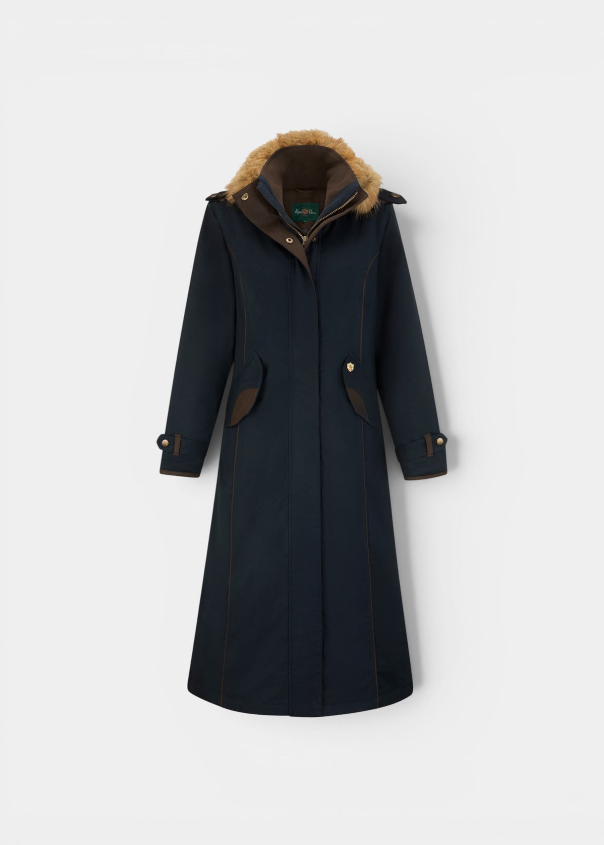 Dunswell Ladies Waterproof Long Coat In Dark Navy - Regular Fit