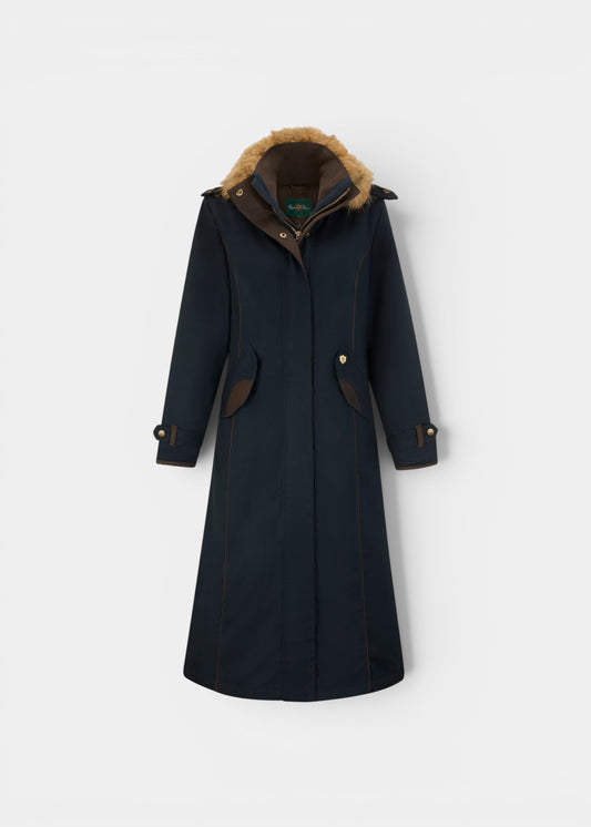 Dunswell Ladies Waterproof Long Coat In Dark Navy - Regular Fit