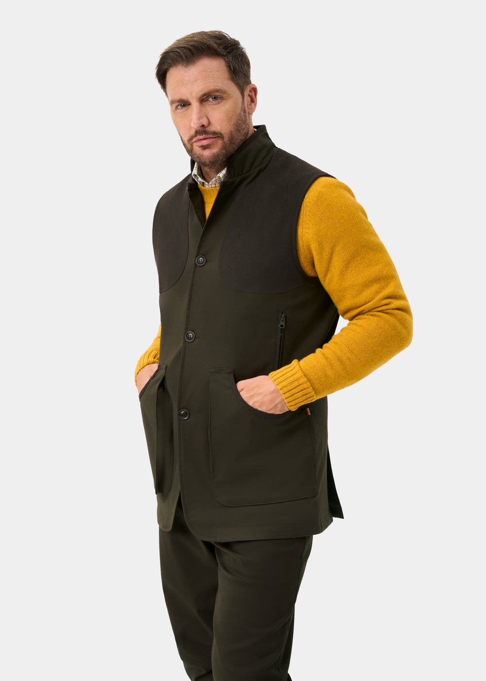 Dunswell Men's Water Repellent Gilet In Olive - Regular Fit