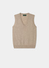 Beige sleeveless sweater on a white background
