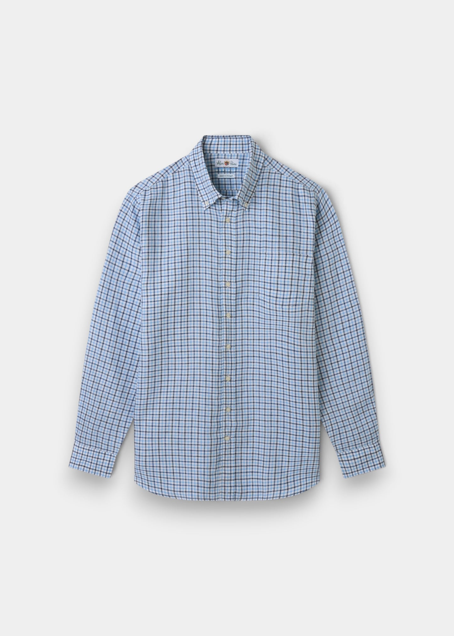 Fleetwood Men's Blue Check Linen Shirt - Classic Fit