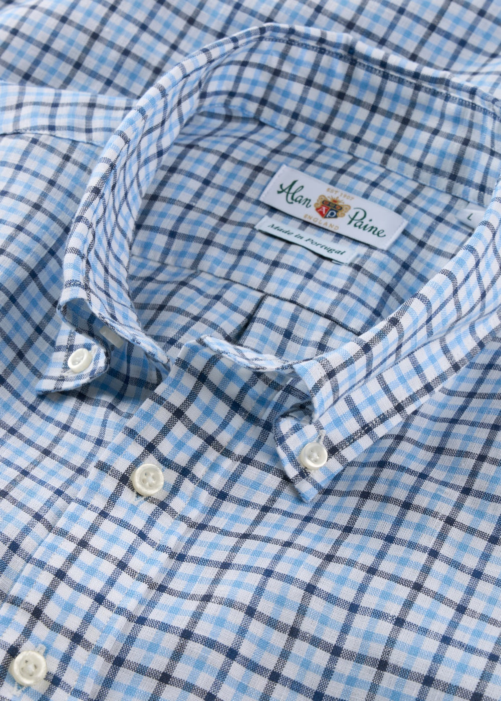Fleetwood Men's Blue Check Linen Shirt - Classic Fit