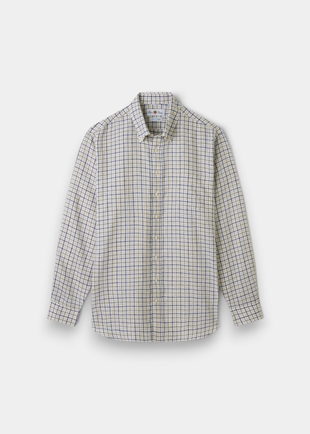 Fleetwood Men's Green and Brown Check Linen Shirt - Classic Fit