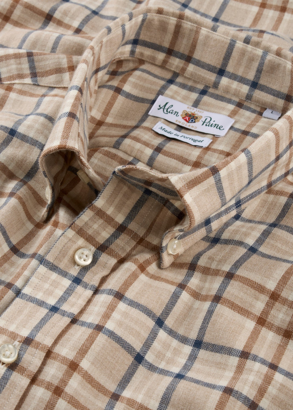 Ganstead Blue and  Brown Check Cotton Shirt - Classic Fit