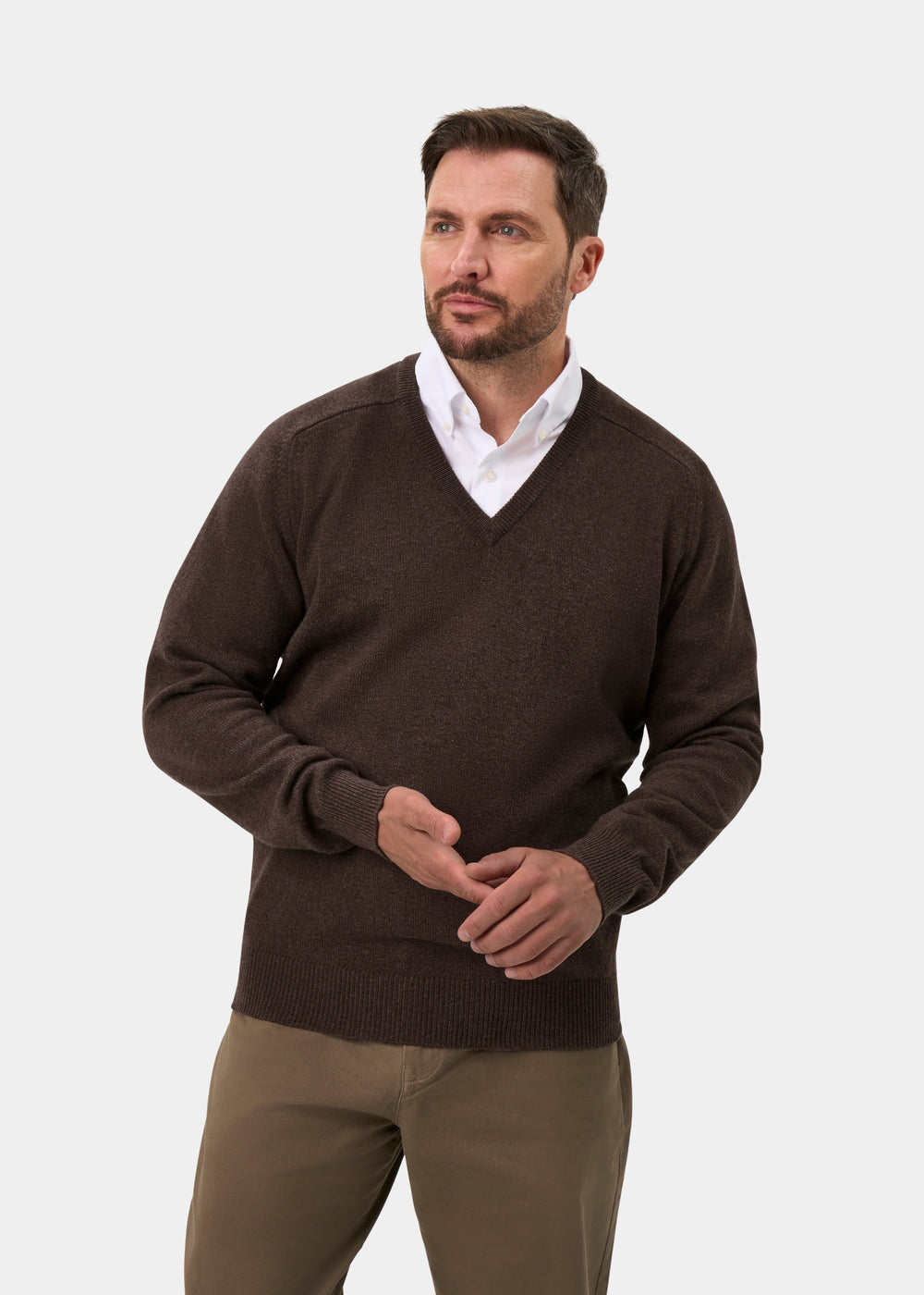 Hampshire Lambswool Jumper in Mocha - Classic Fit
