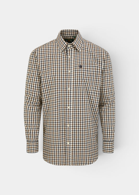 Ilkley Men's Blue and Brown Country Check Shirt - Shooting Fit