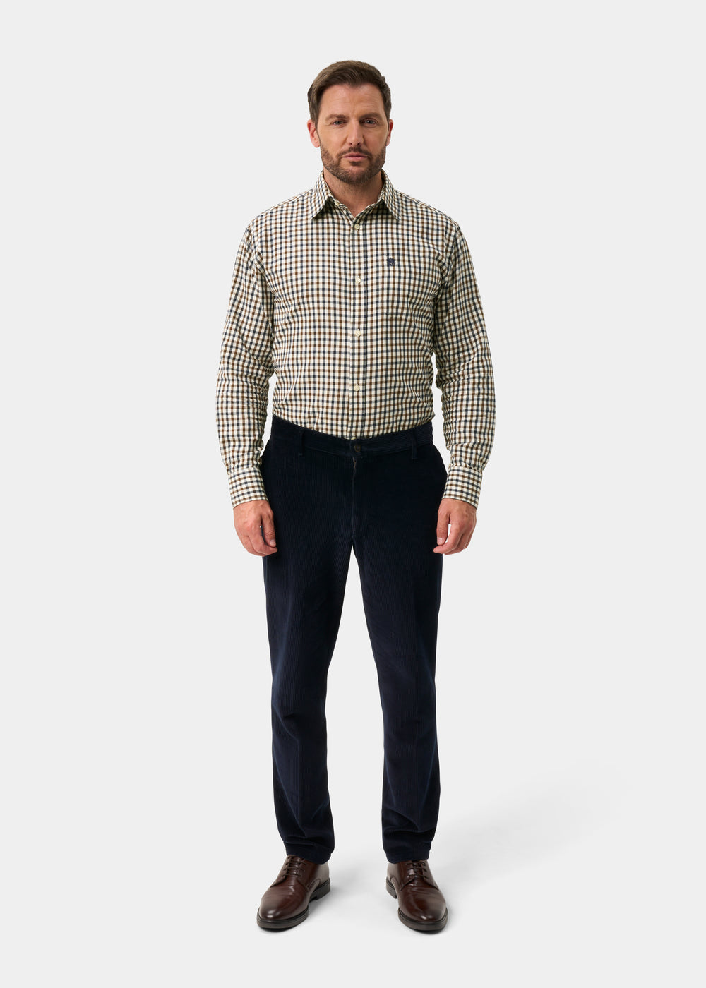 Ilkley Men's Blue and Brown Country Check Shirt - Shooting Fit