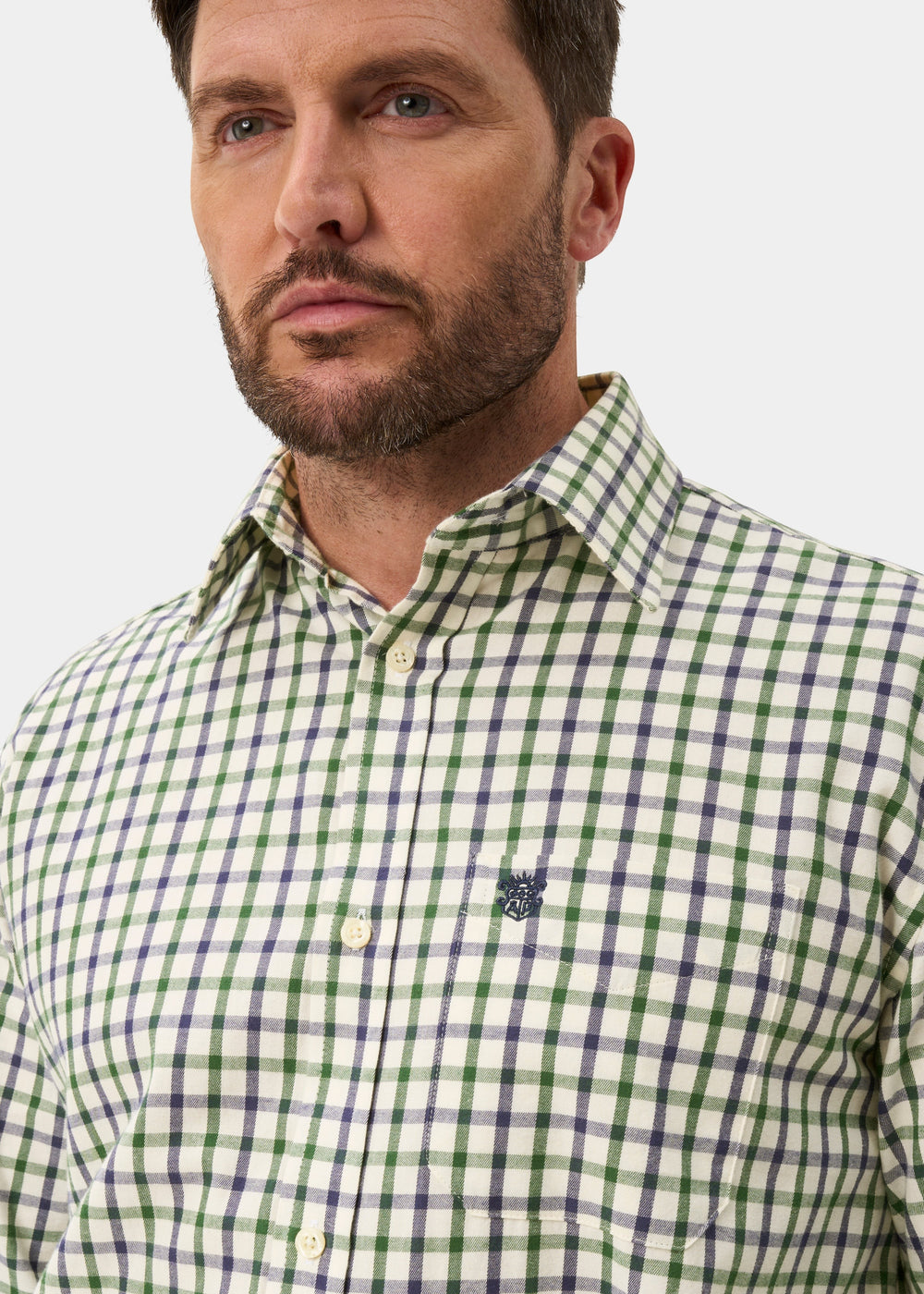 Ilkley Men's Blue and Green Country Check Shirt - Shooting Fit