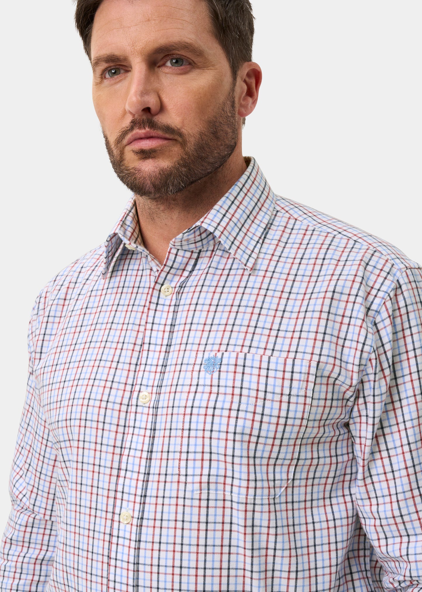 Ilkley Men's Blue and Red Country Check Shirt - Shooting Fit