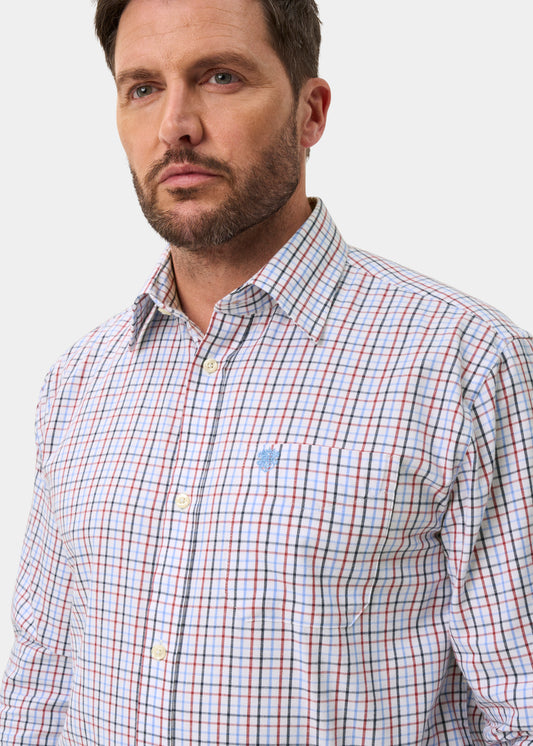 Ilkley Men's Blue and Red Country Check Shirt - Shooting Fit