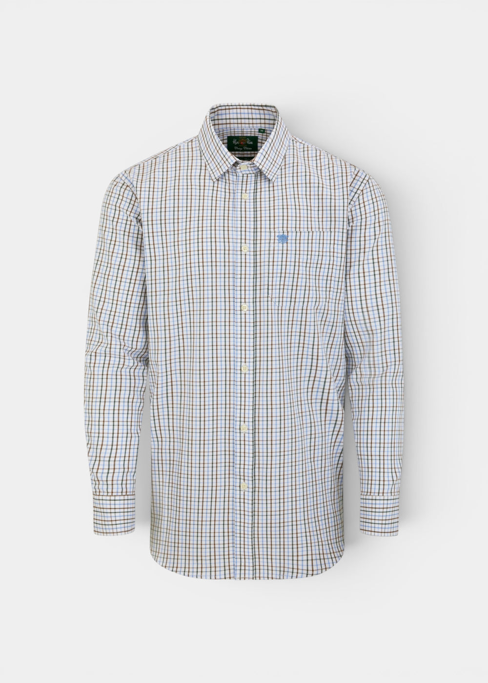 Ilkley Men's Green and Brown Country Check Shirt - Shooting Fit