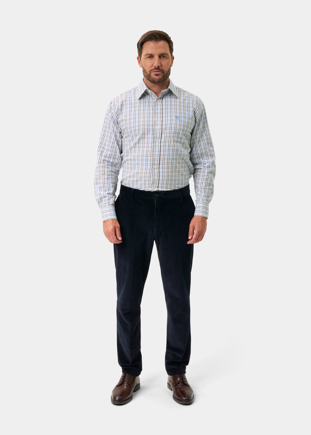 Ilkley Men's Green and Brown Country Check Shirt - Shooting Fit