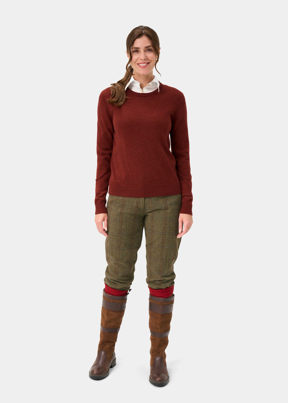 Ivy Ladies Wool and Cashmere Crew Neck Jumper in Autumn