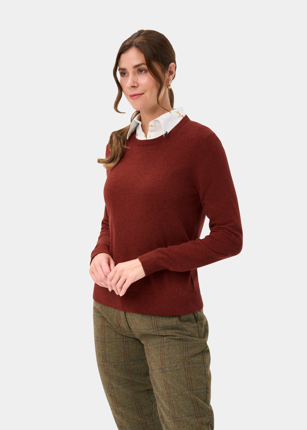 Ivy Ladies Wool and Cashmere Crew Neck Jumper in Autumn