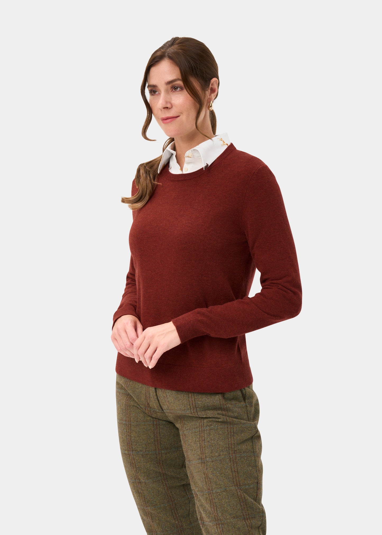 Ivy Ladies Wool and Cashmere Crew Neck Jumper in Autumn