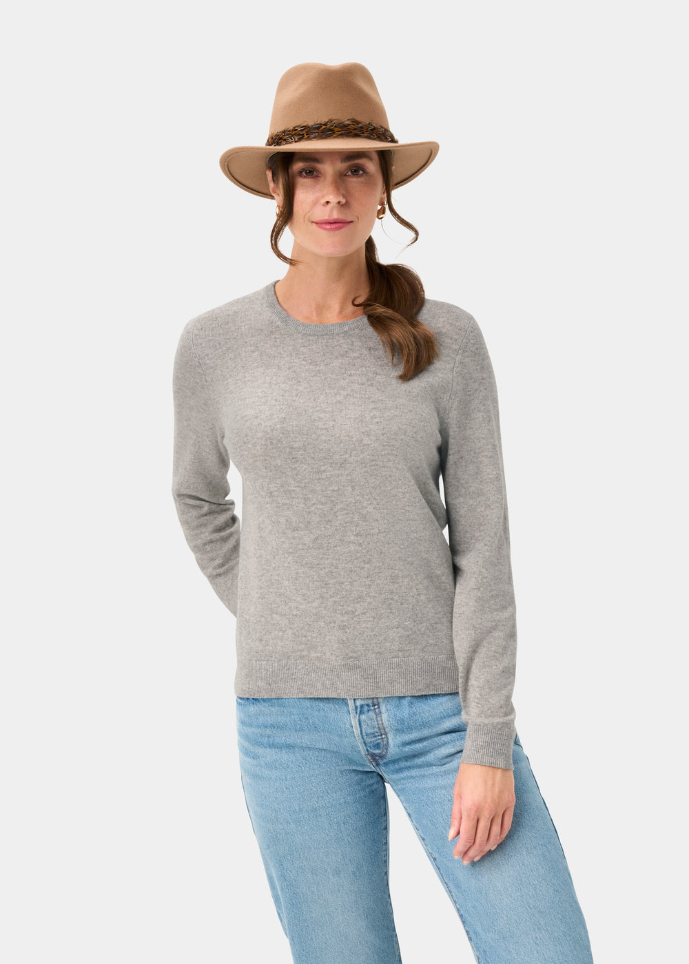 Ivy Ladies Wool and Cashmere Crew Neck Jumper in Husky
