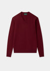 Men's Lambswool Vee Neck Jumper in Garnet