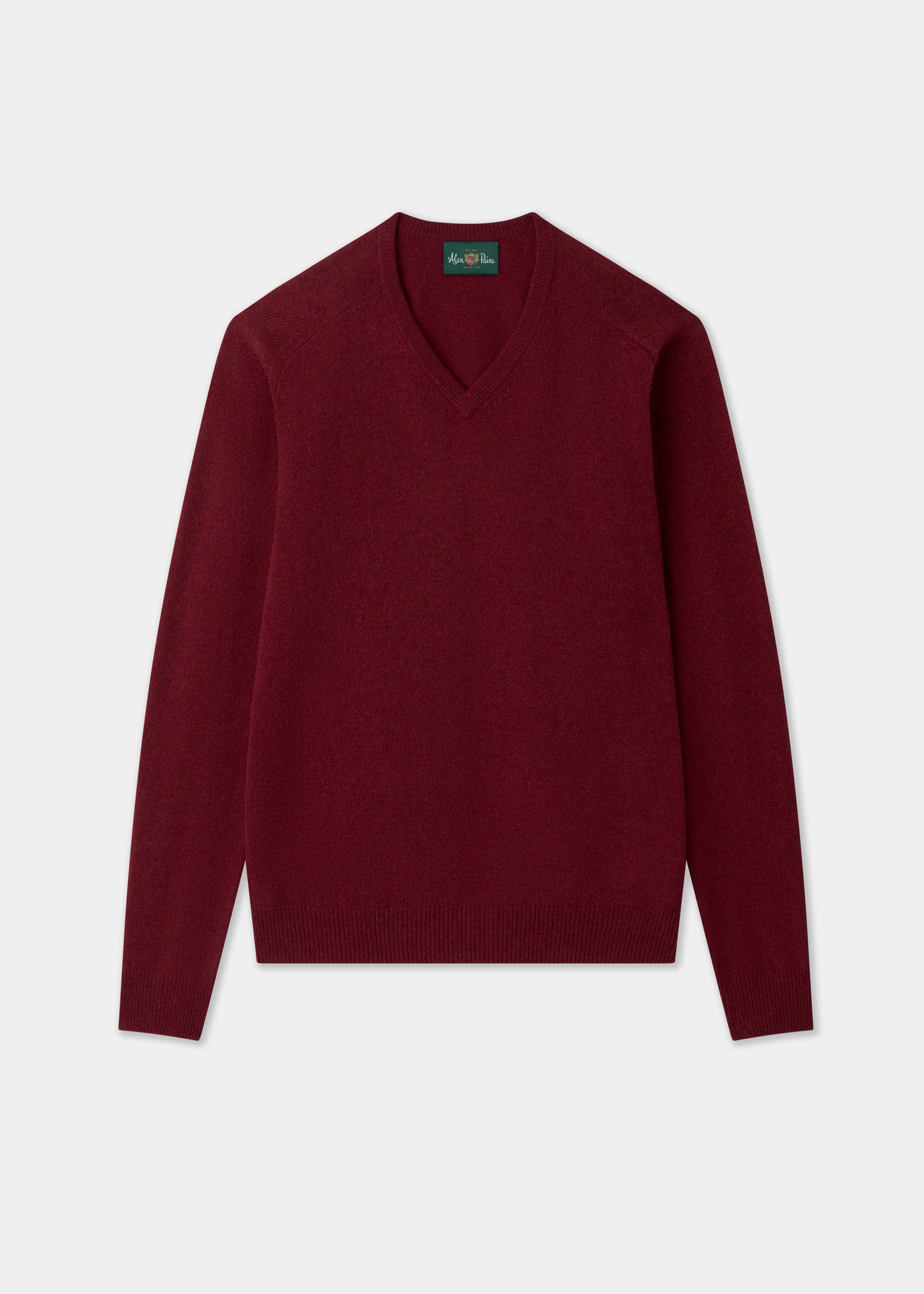 Men's Lambswool Vee Neck Jumper in Garnet