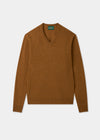 Men's Lambswool Vee Neck Jumper in Gazelle