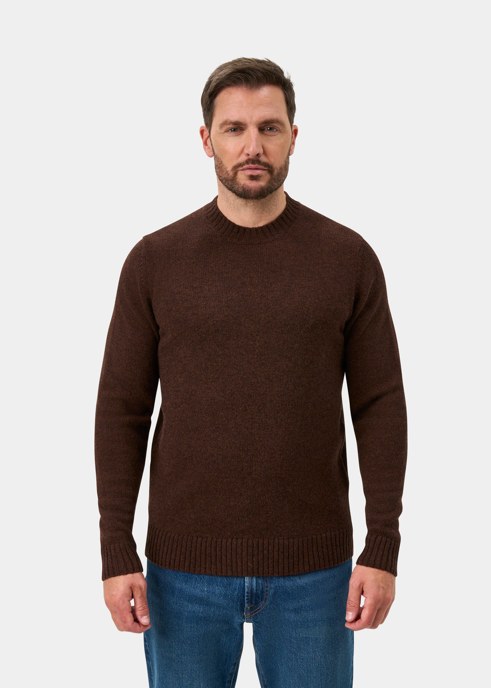 Kinnadie Supersoft Shetland Jumper In Coffee - Regular Fit
