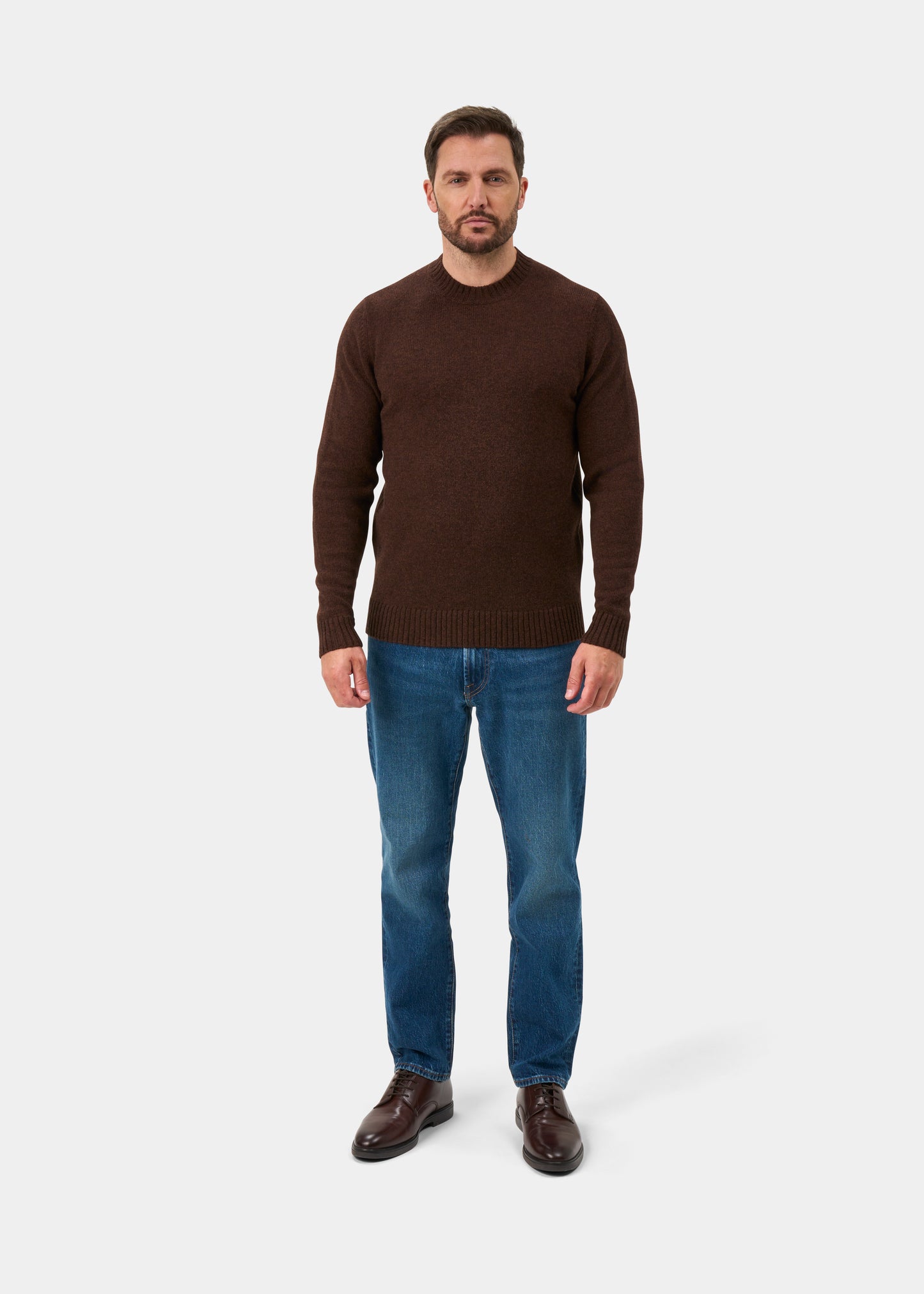 Kinnadie Supersoft Shetland Jumper In Coffee - Regular Fit