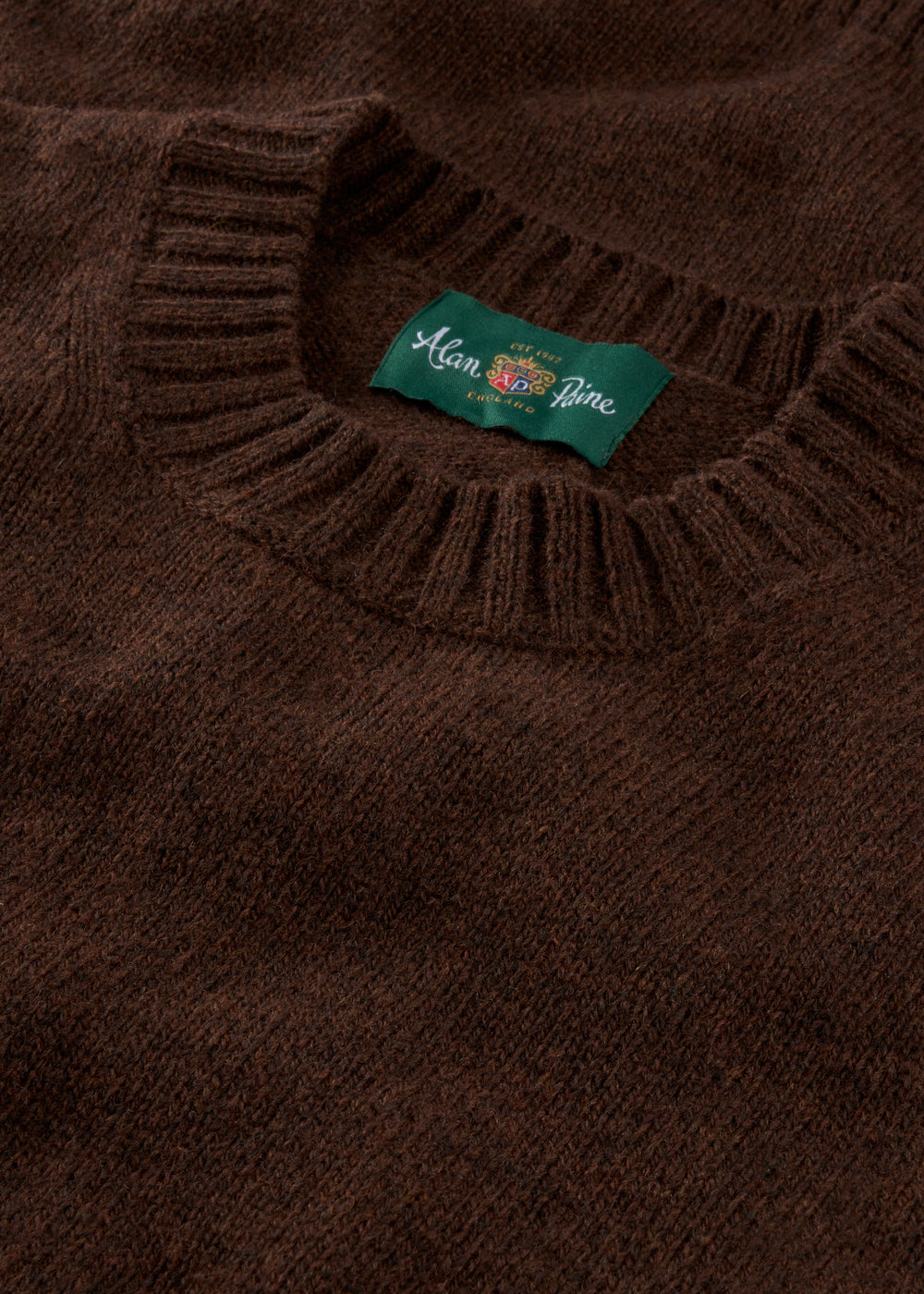 Men's Shetland Wool Crew Neck Jumper in Coffee