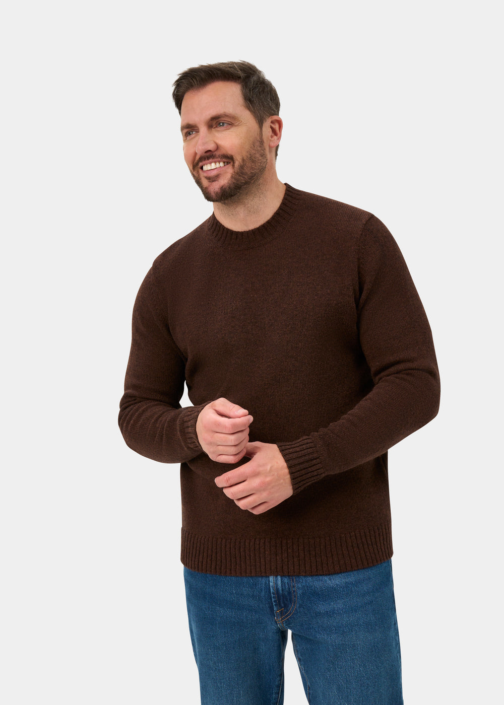 Kinnadie Supersoft Shetland Jumper In Coffee - Regular Fit