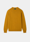 Men's Shetland Wool Crew Neck Jumper in Old Gold
