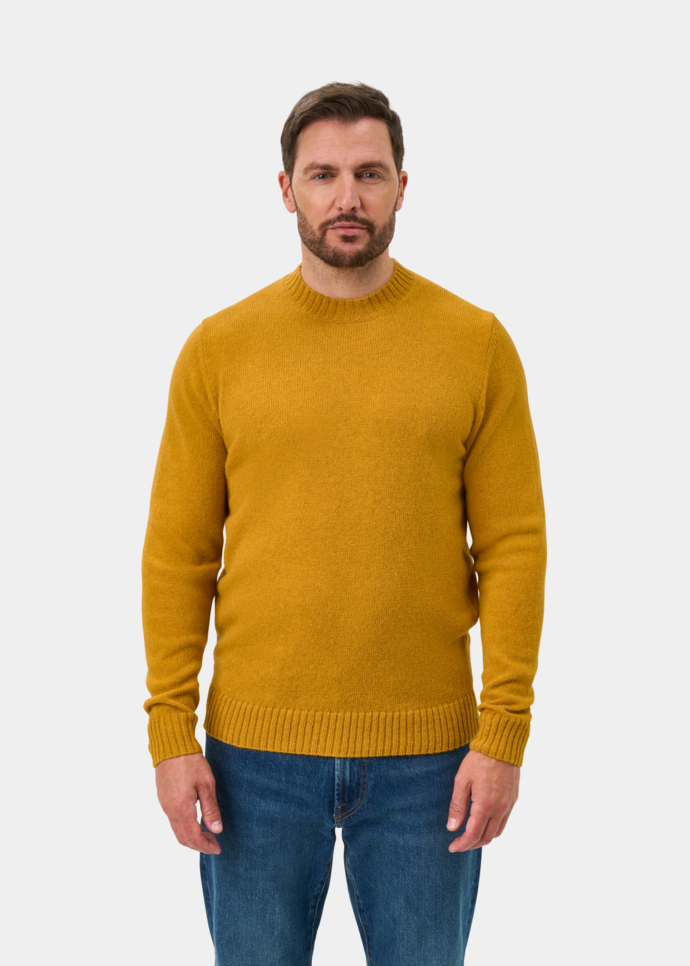 Kinnadie Supersoft Shetland Jumper In Old Gold - Regular Fit
