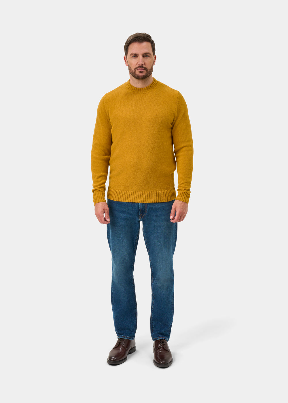 Kinnadie Supersoft Shetland Jumper In Old Gold - Regular Fit