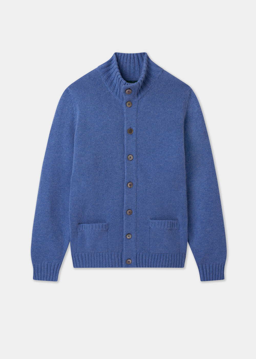 Men's Lambswool Buttoned Jumper in Blue Velvet