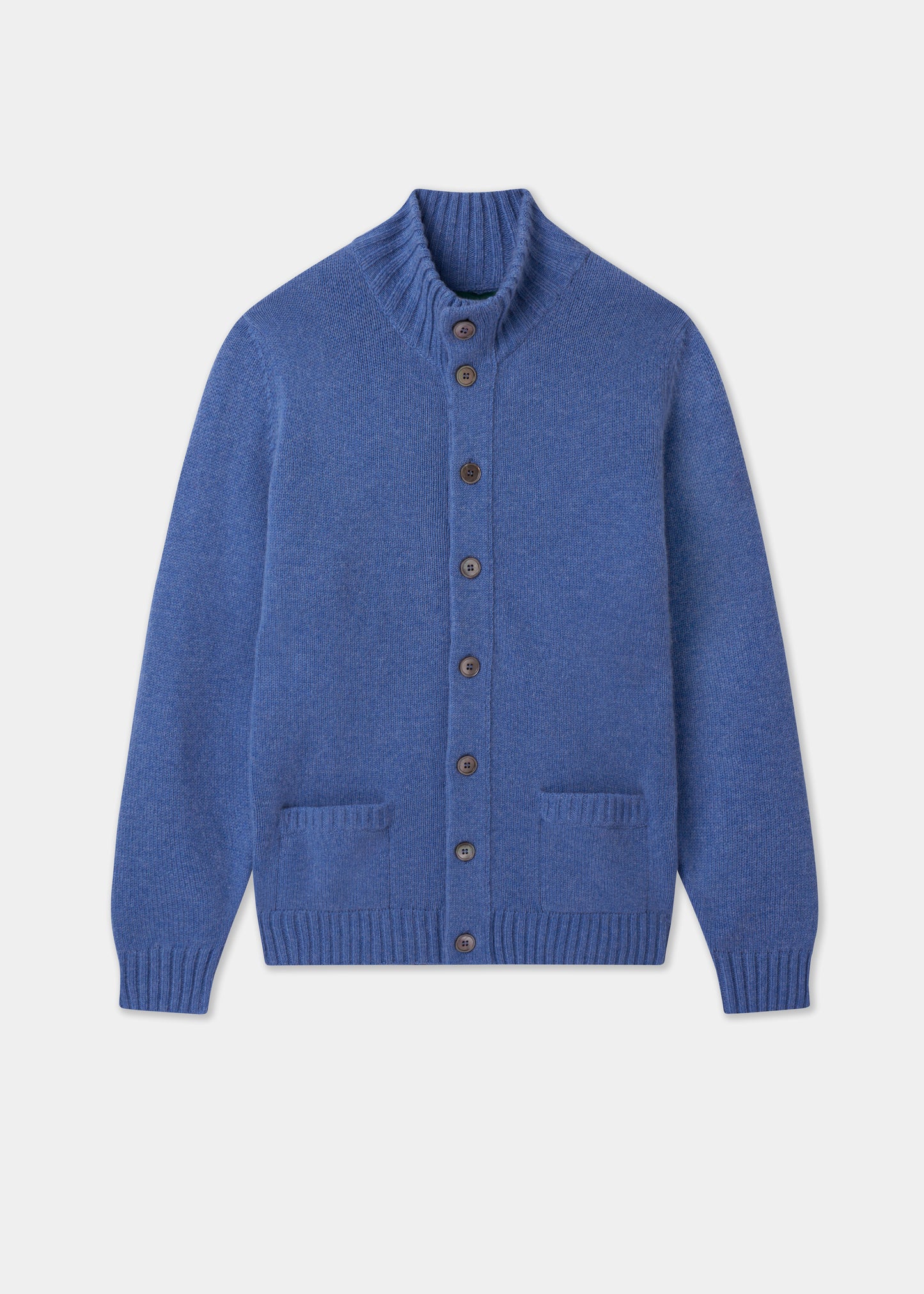 Men's Lambswool Buttoned Jumper in Blue Velvet