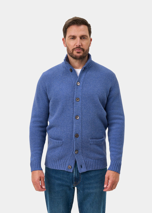 Landford Men's Lambswool Buttoned Jumper In Blue Velvet - Regular Fit
