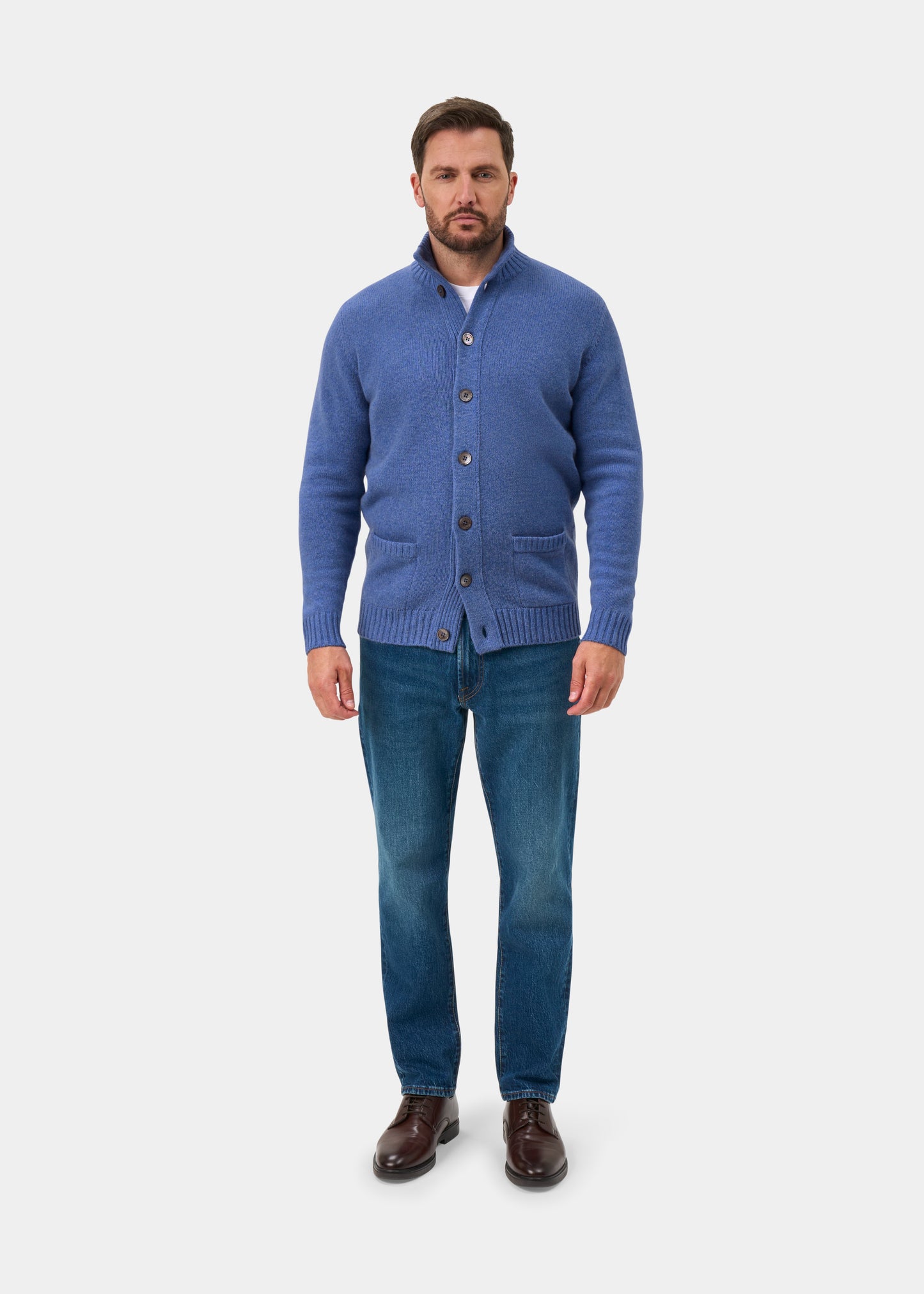 Landford Men's Lambswool Buttoned Jumper In Blue Velvet - Regular Fit