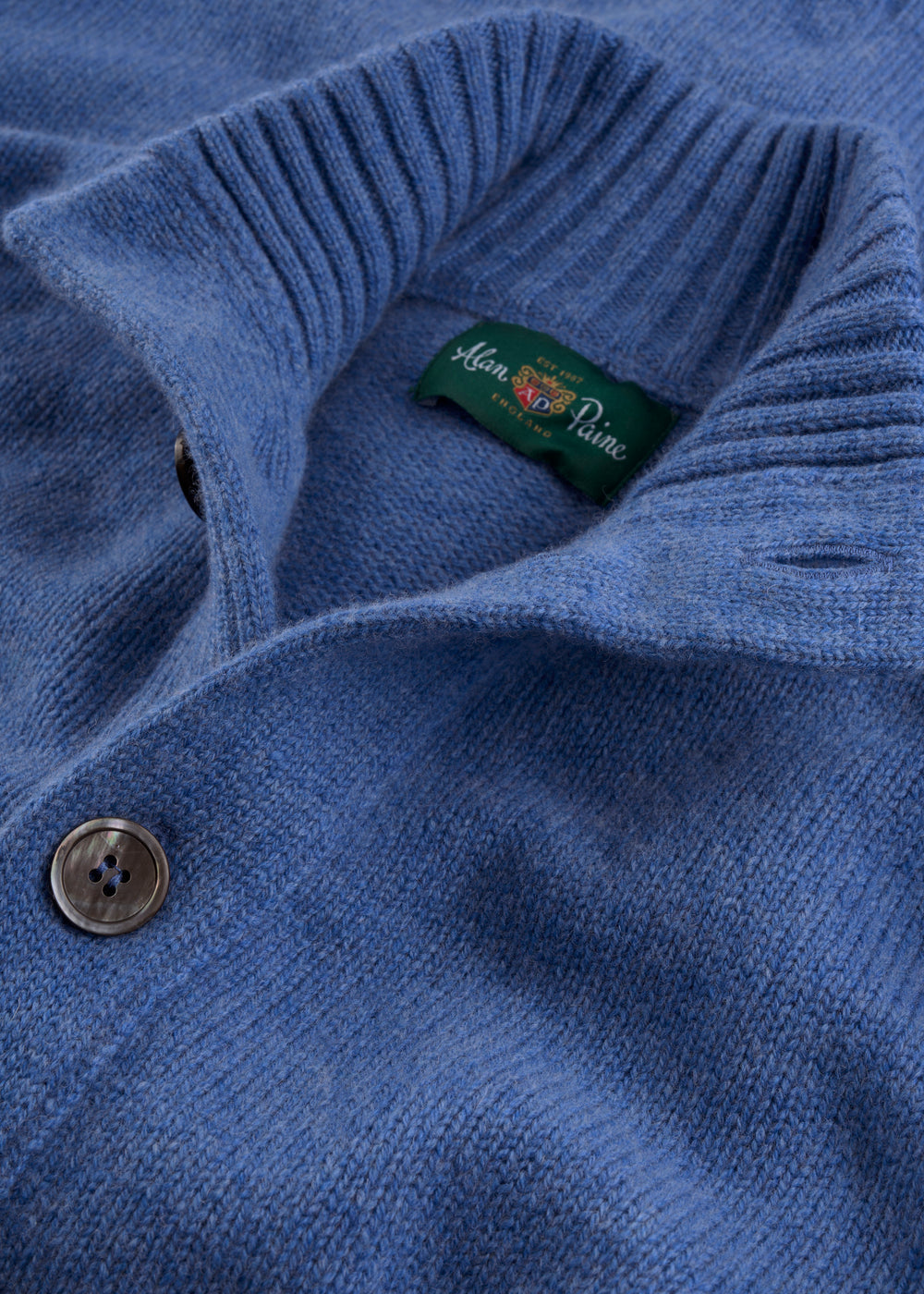 Men's Lambswool Buttoned Jumper in Blue Velvet