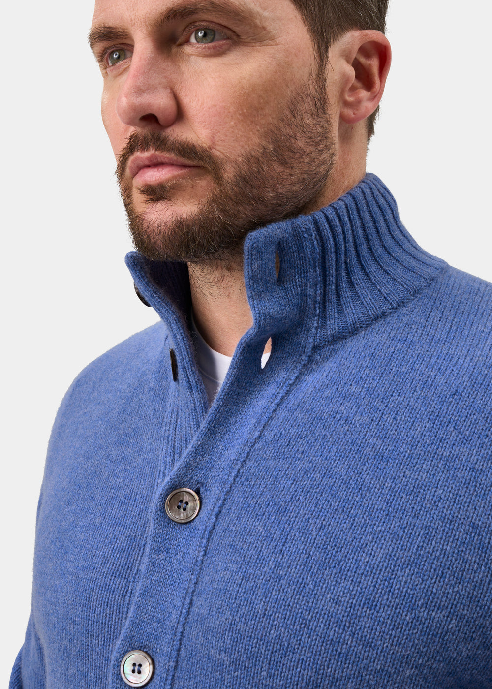 Landford Men's Lambswool Buttoned Jumper In Blue Velvet - Regular Fit