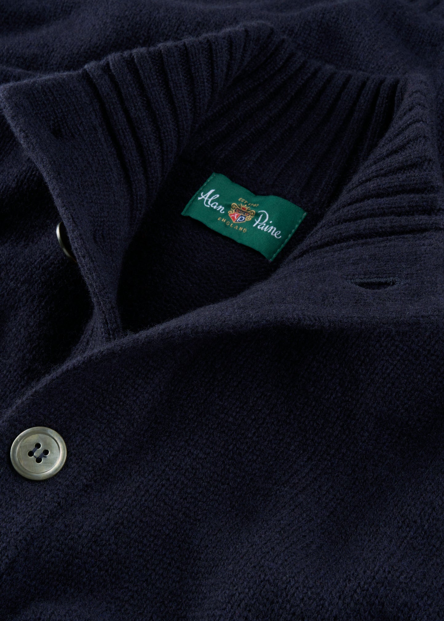 Men's Lambswool Buttoned Jumper With Mock Neck In
