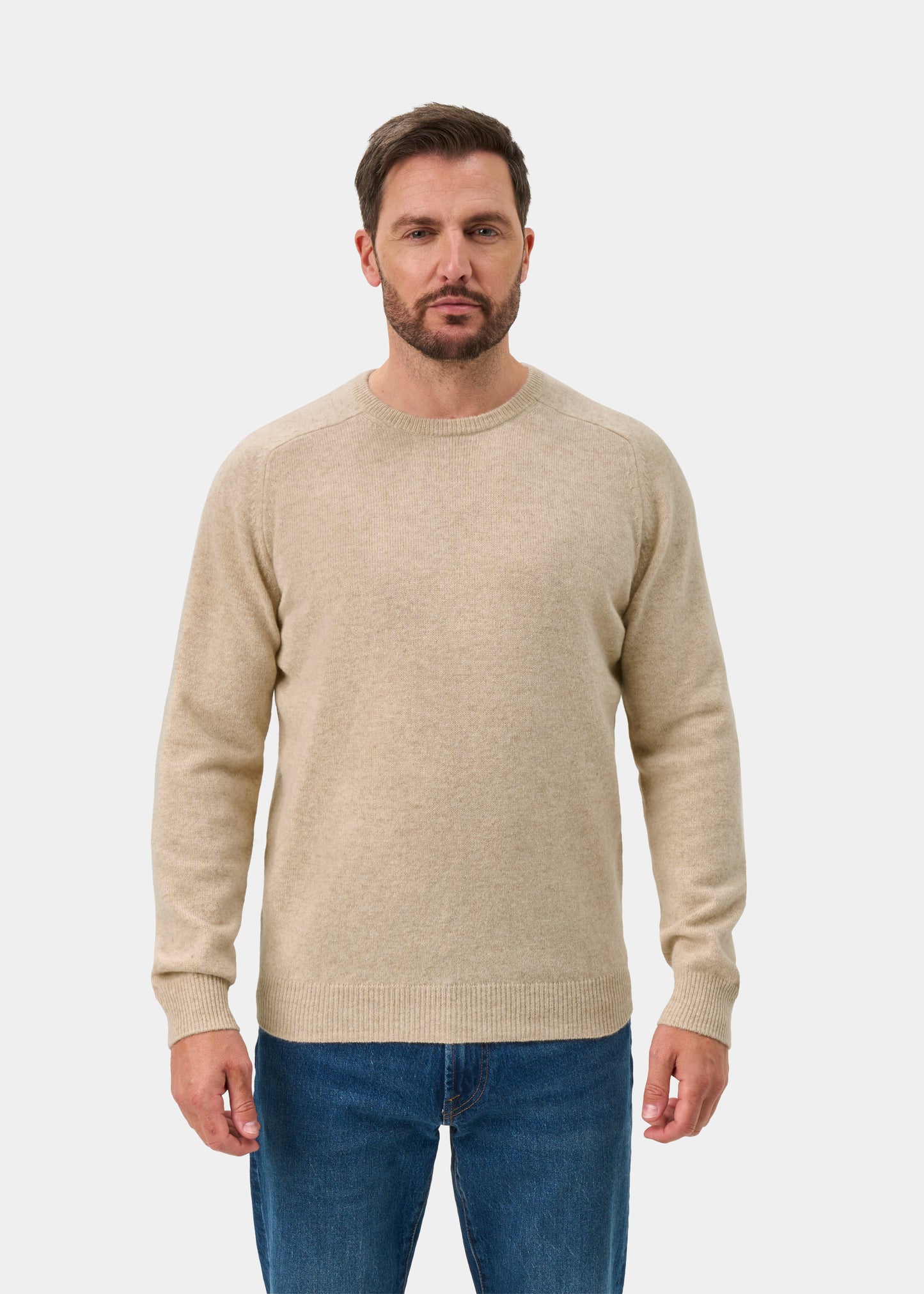 Lenzie Men's Lambswool Jumper In Linen - Regular Fit