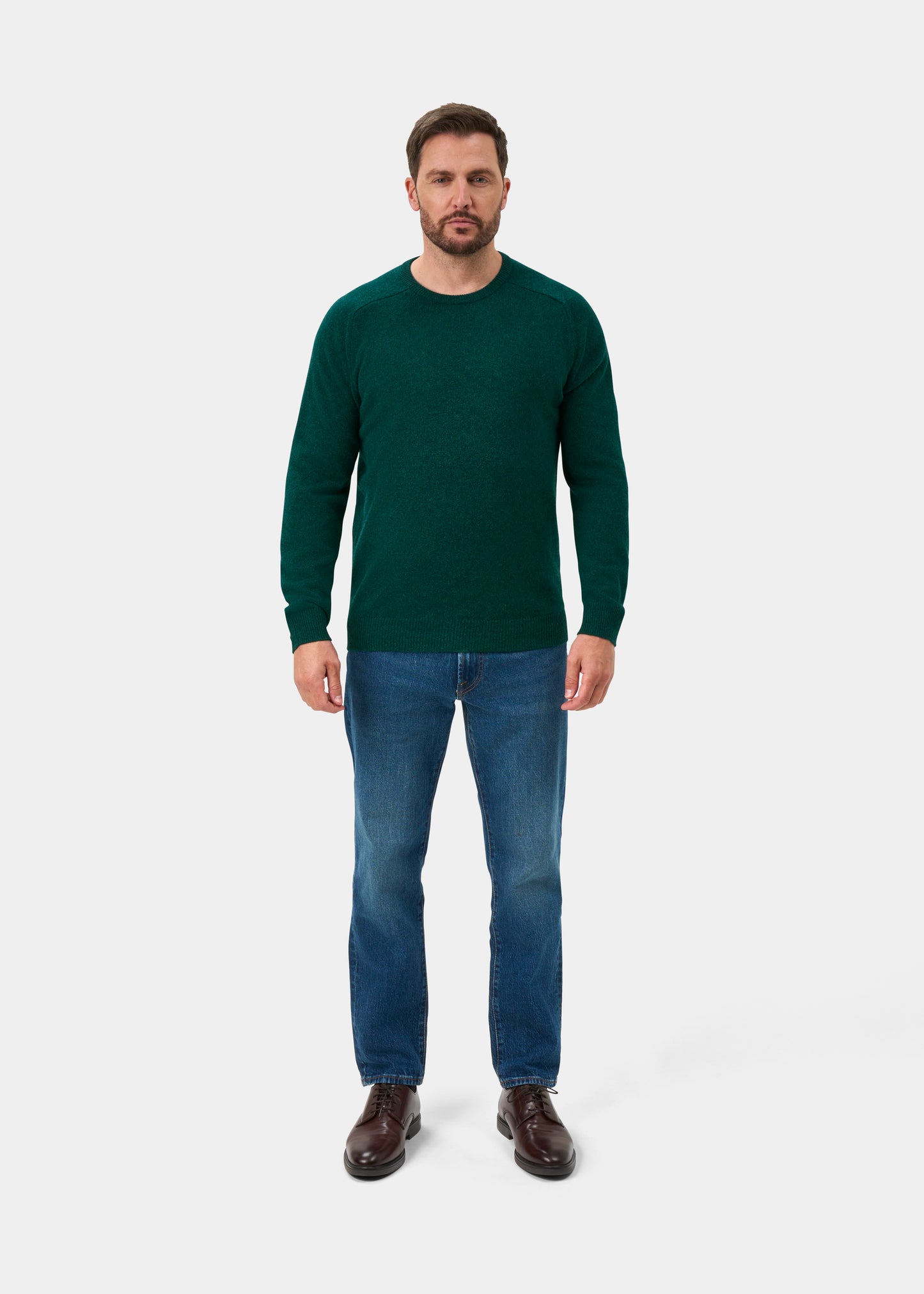 Lenzie Men's Lambswool Jumper In Mallard - Regular Fit