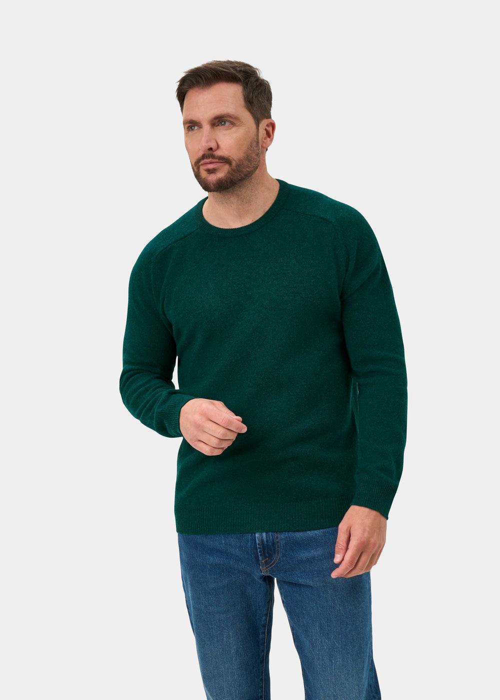 Lenzie Men's Lambswool Jumper In Mallard - Regular Fit
