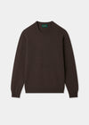 Dark brown sweater on a light gray background