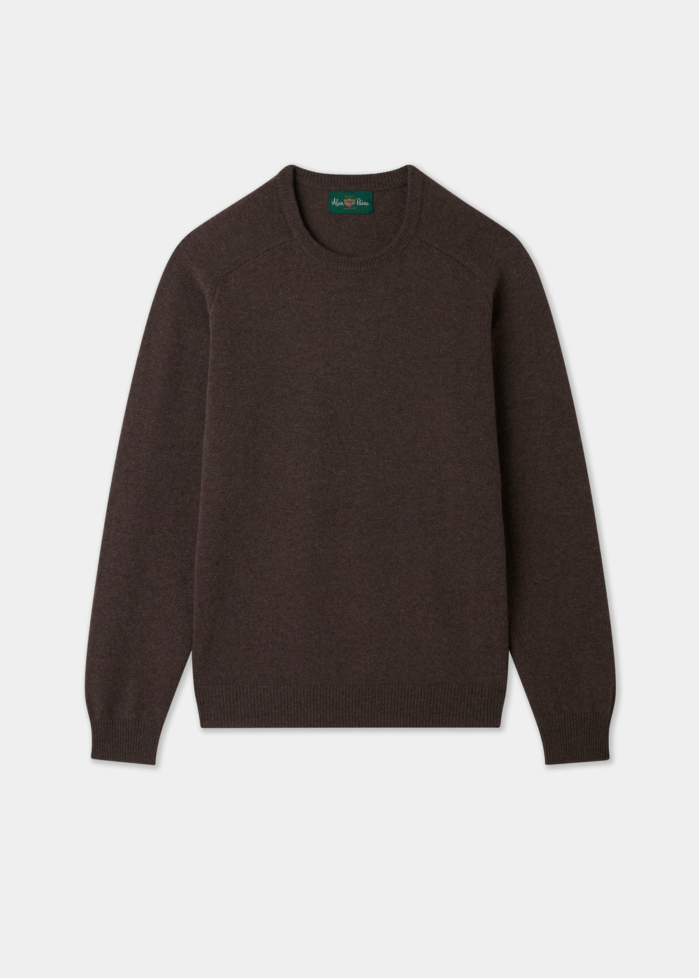 Dark brown sweater on a light gray background