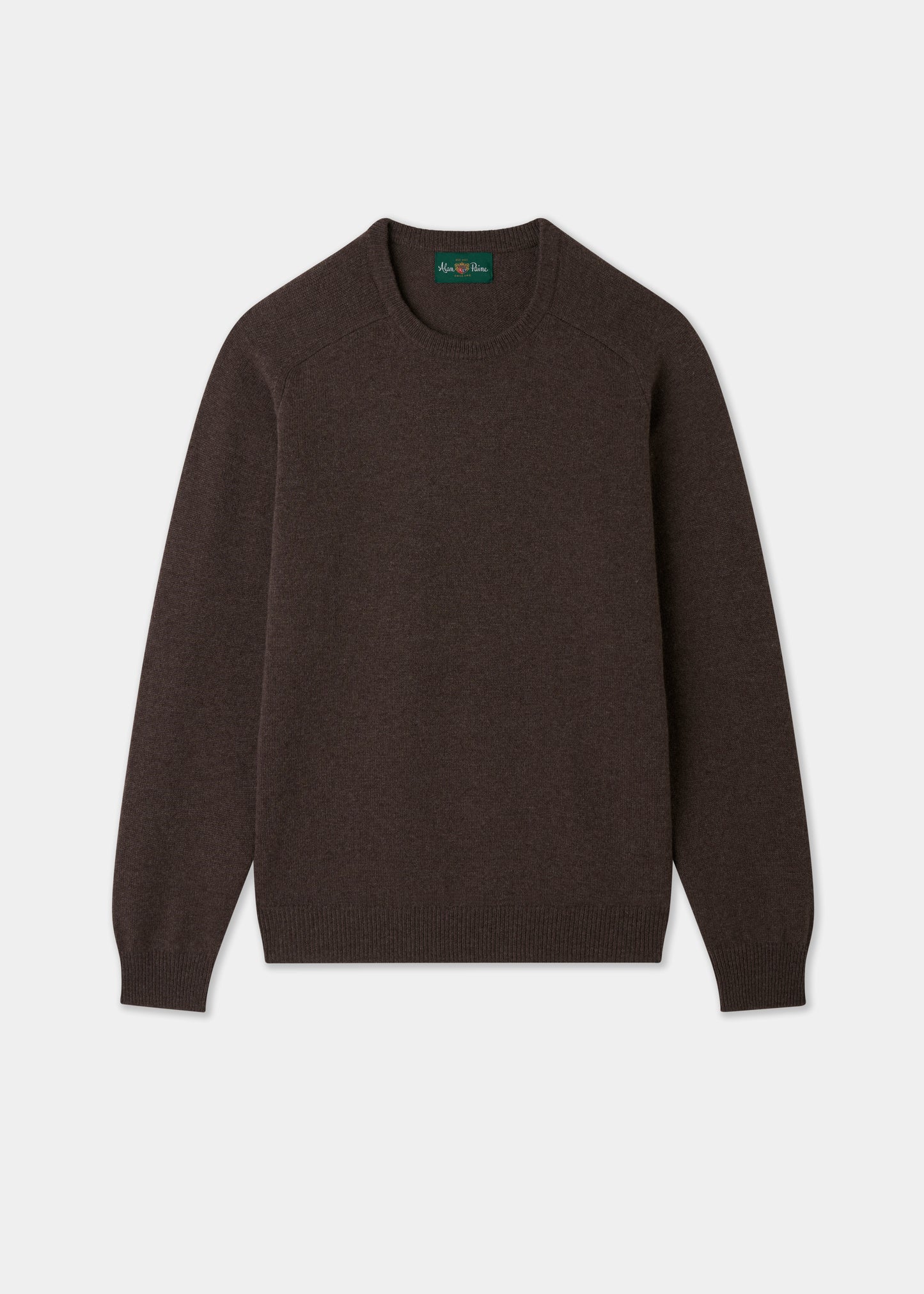 Dark brown sweater on a light gray background