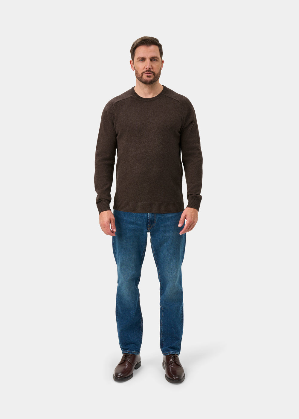 Lenzie Men's Lambswool Jumper In Mocha - Regular Fit