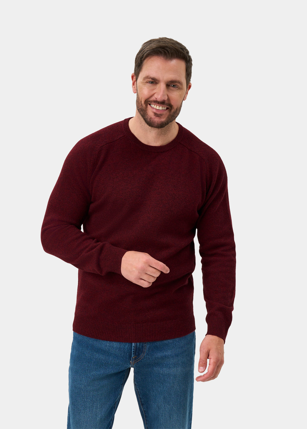 Lenzie Men's Lambswool Jumper In Red Velvet - Regular Fit
