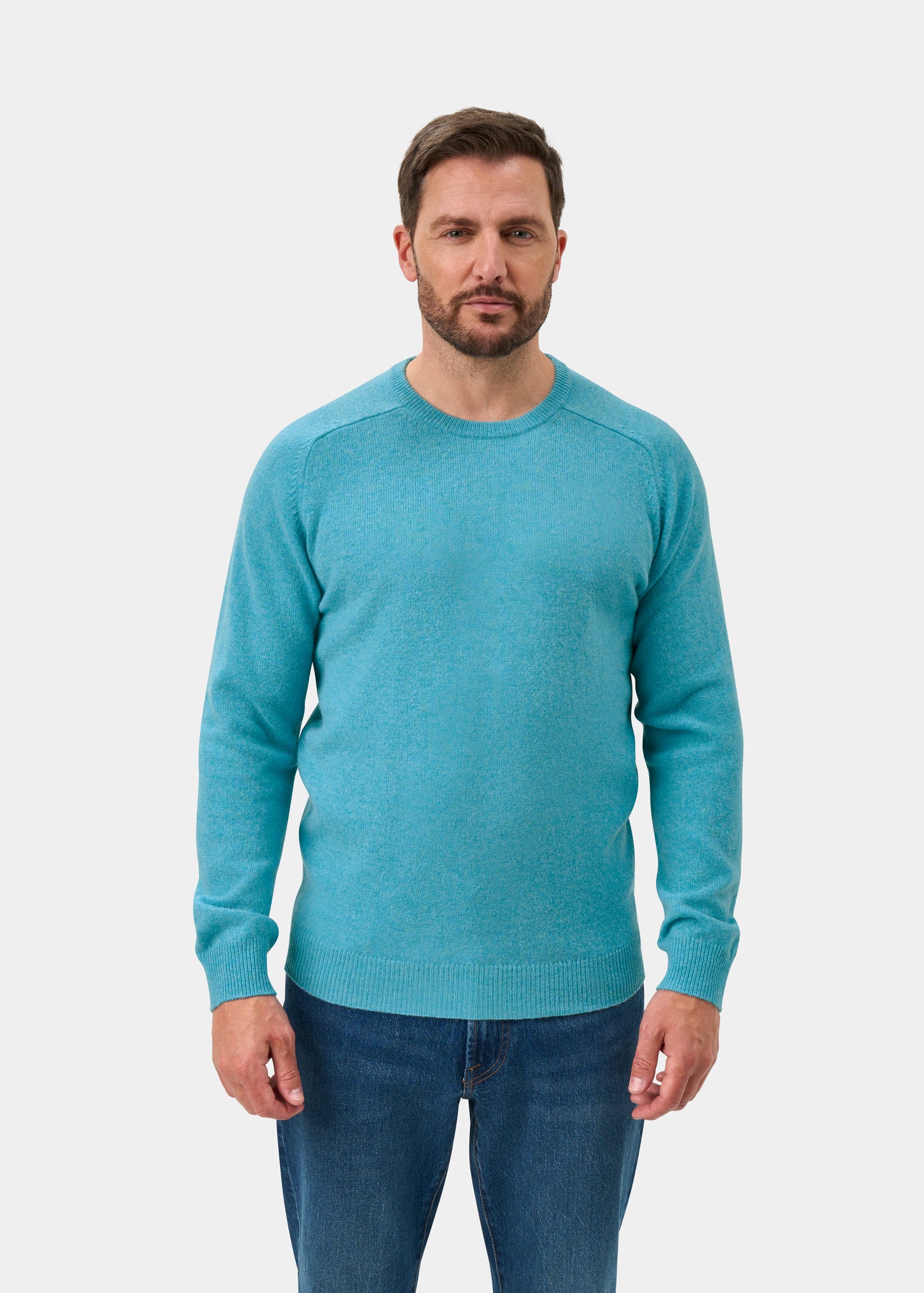 Lenzie Men's Lambswool Jumper In Topaz - Regular Fit