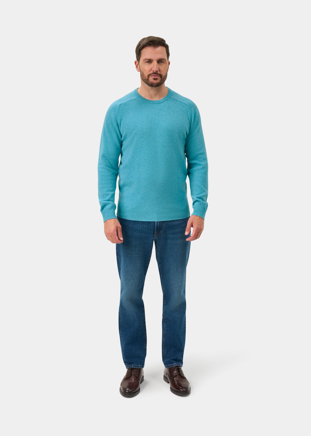 Lenzie Men's Lambswool Jumper In Topaz - Regular Fit