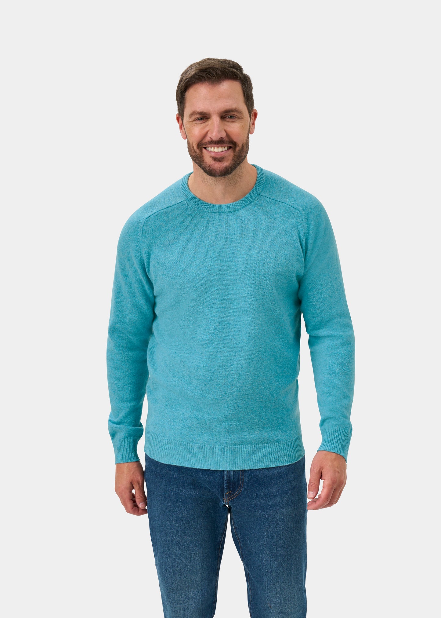 Lenzie Men's Lambswool Jumper In Topaz - Regular Fit